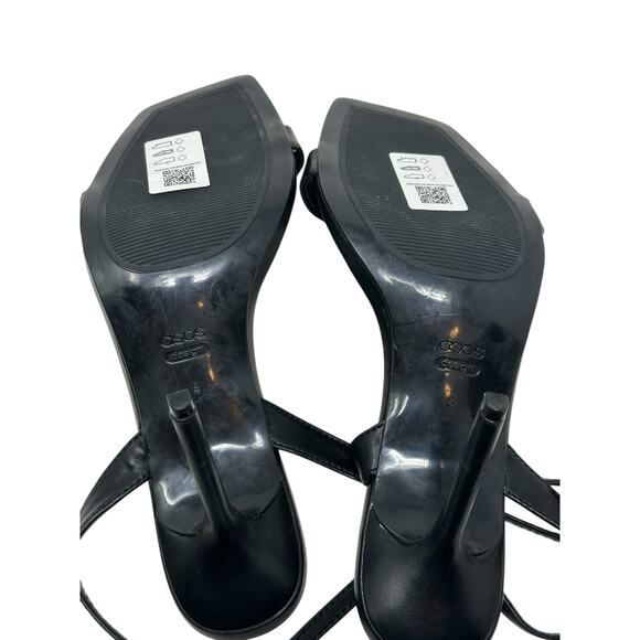 ASOS DESIGN black strappy heeled sandals size 8 - Picture 2 of 15